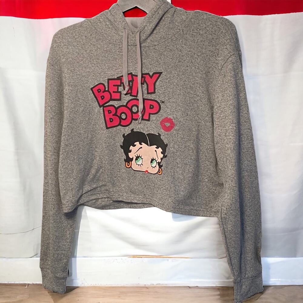 Betty Boop Crop Top Women's Size XL Hoodie Sweater Long Sleeve streetwear